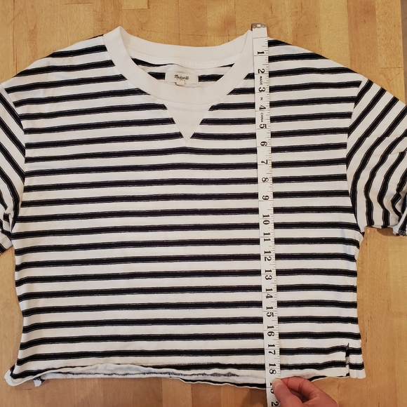 Madewell Sun Up Tee in Black White Stripe S - Picture 7 of 8